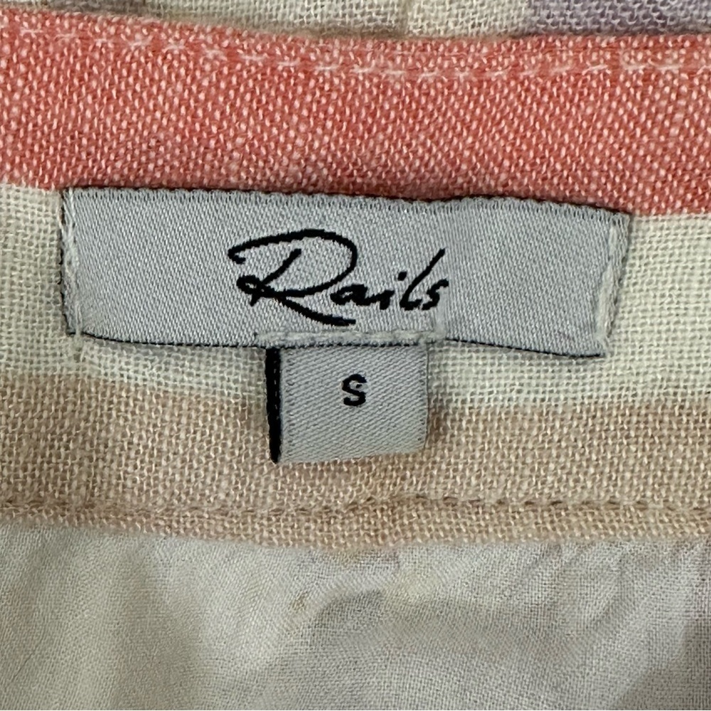 Rails Amaya Dress Juliette Metallic Stripe Pink Linen Midi - Picture 8 of 12